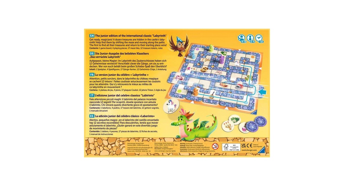 Ravensburger Junior Labyrinth Gioco da tavolo Strategia Gioco da tavolo,  Strategia, 4 anno/i, Gioco di famiglia