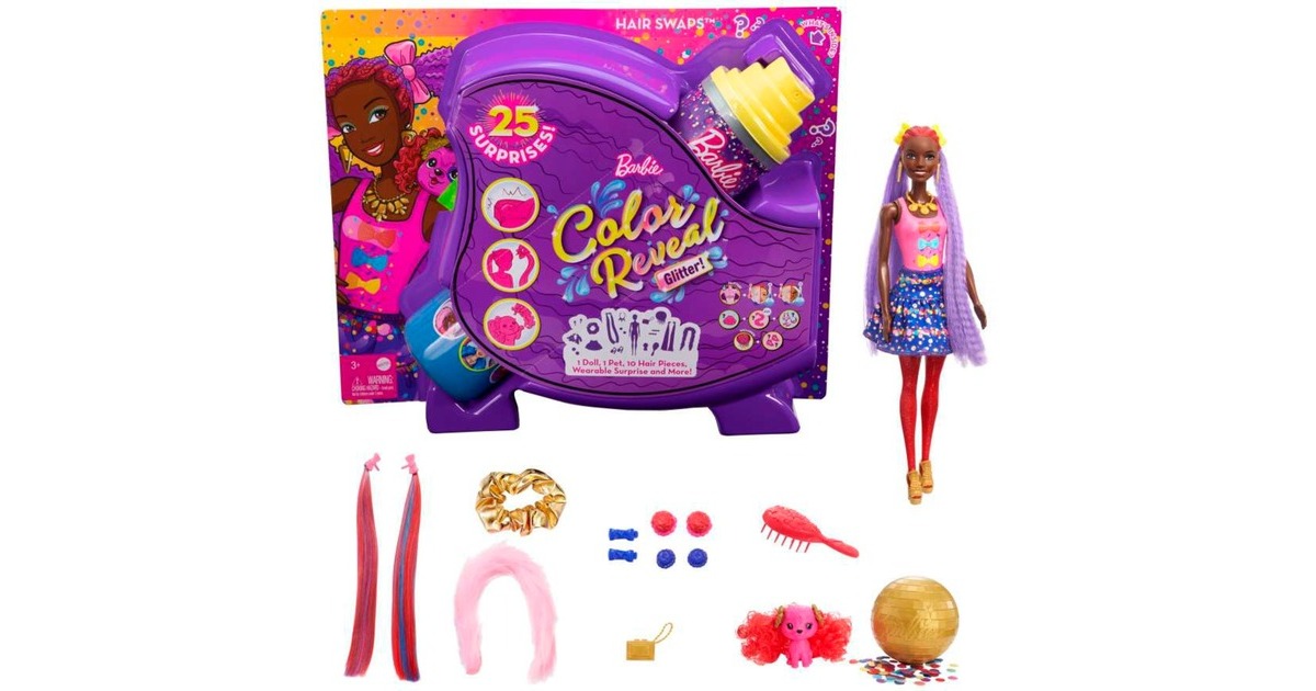 Mattel Barbie Color Reveal Hairstyling Glitter 25 Acconciature MATTEL