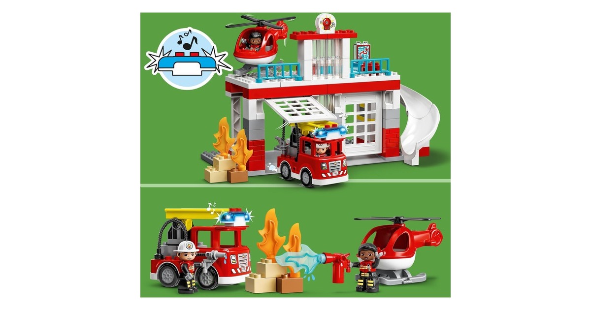 LEGO DUPLO 10970 Caserma Dei Pompieri ed Elicottero, Giochi