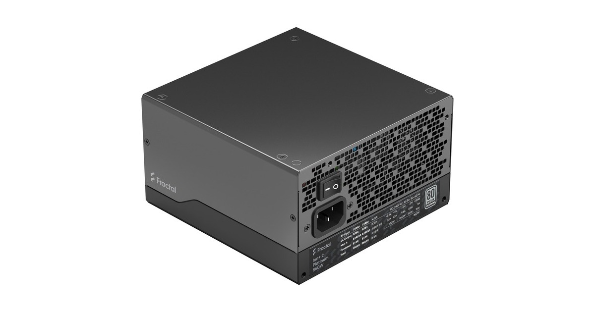 Fractal Design Ion+ 2 Platinum 860W alimentatore per computer 20+4 pin ATX  ATX Nero Nero, 860 W, 100 - 240 V, 50/60 Hz, 10A/5A, 120 W, 120 W