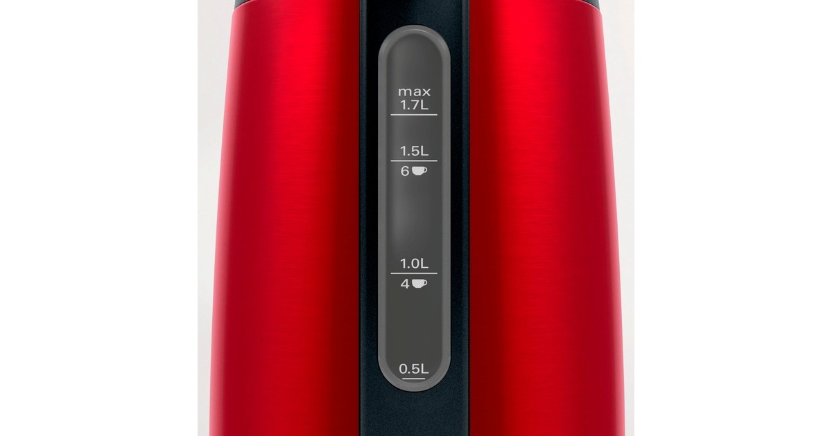 Bosch Home TWK4P434 bollitore elettrico 1,7 L 2400 W Nero, Rosso rosso/grigio,  1,7 L, 2400 W, Nero, Rosso, Acciaio inossidabile, Indicatore del livello  dell'acqua, Arresto di sicurezza contro il surriscaldamento