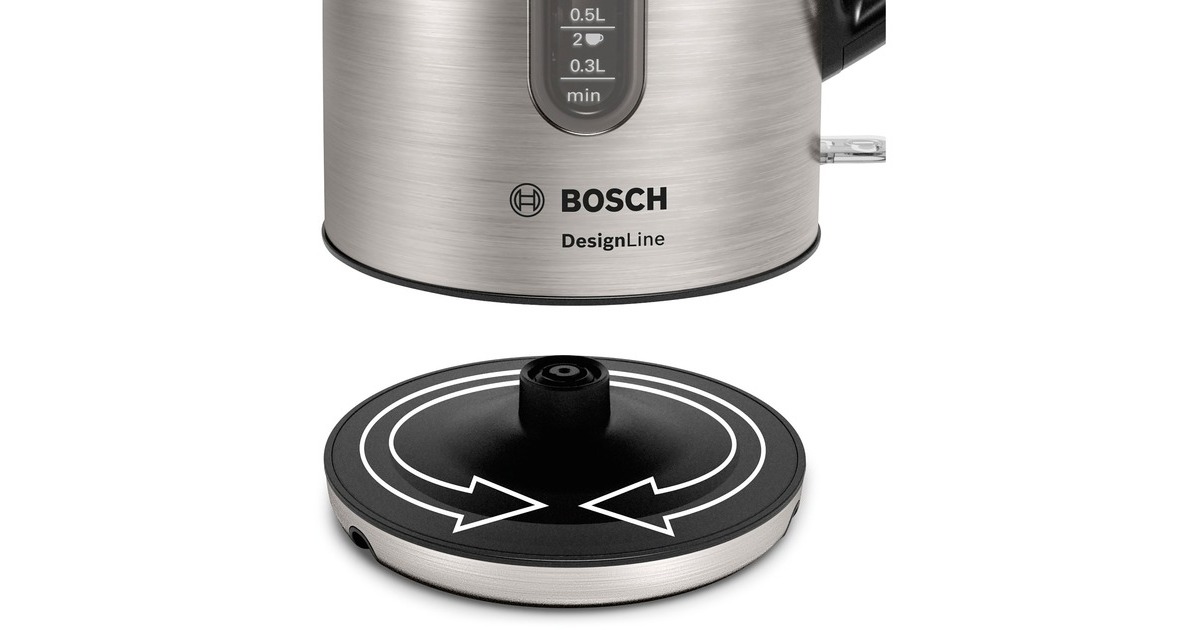 Bosch Home TWK4P440 bollitore elettrico 1,7 L 2400 W Nero, Acciaio