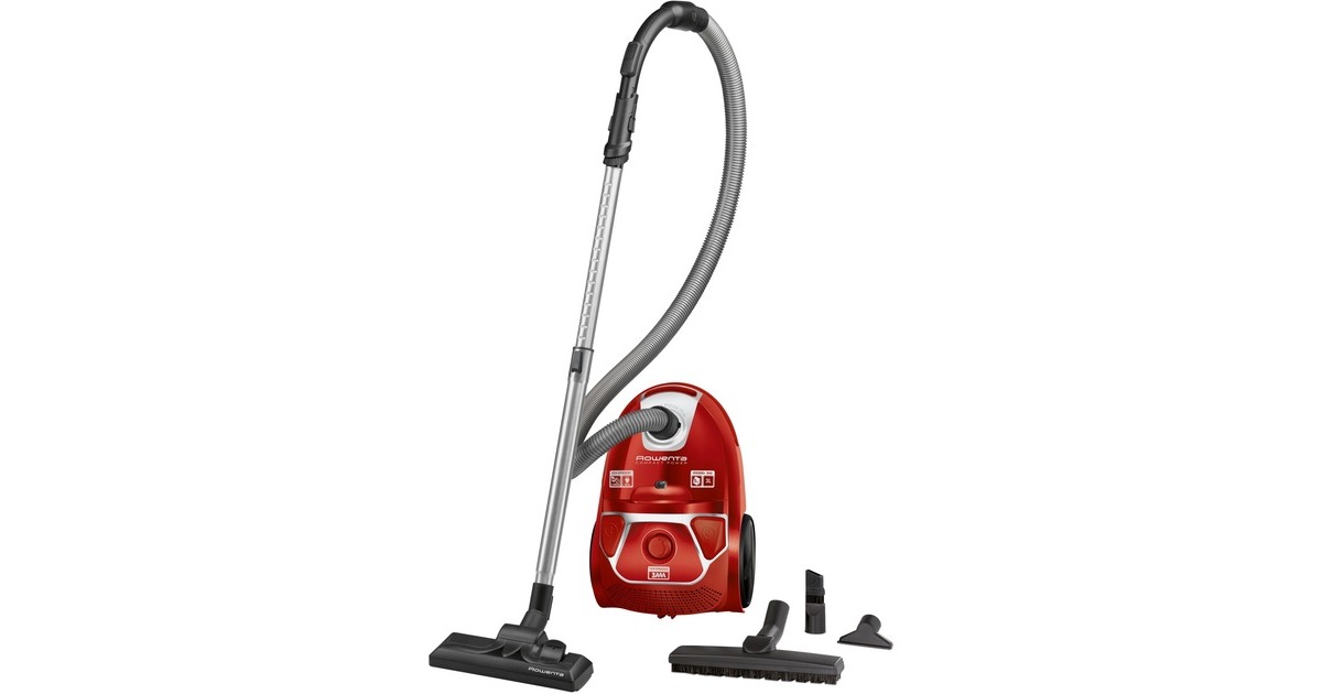 Rowenta Compact Power PARQUET RO3950 rosso, 750 W, A cilindro, Secco,  Sacchetto per la polvere, 3 L, Filtro igienico