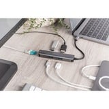 Digitus Dock USB-C™, 5 porte alluminio, 5 porte, USB tipo-C, HDMI, RJ-45, USB 3.2 Gen 1 (3.1 Gen 1) Type-A, 1.4b, 5000 Mbit/s, 3840 x 2160 Pixel, Grigio