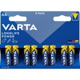 VARTA 04906121418 Batteria monouso Stilo AA Alcalino Batteria monouso, Stilo AA, Alcalino, 1,5 V, 8 pz, Blu, Grigio