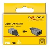 DeLOCK 64118 scheda di rete e adattatore Ethernet 1000 Mbit/s grigio/Nero, Cablato, USB tipo-C, Ethernet, 1000 Mbit/s, Grigio