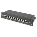 Digitus Cavo patch CAT 6, classe E Patch, schermato Nero, classe E Patch, schermato, RJ-45, Nero, Acciaio galvanizzato, SECC, Montaggio a rack, 1U, 280 mm