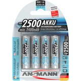 Ansmann 2500mAh AA maxE plus Stilo AA Nichel-Metallo Idruro (NiMH) argento, Stilo AA, Nichel-Metallo Idruro (NiMH), 1,2 V, 2500 mAh, 14,5 x 14,5 x 50,5 mm