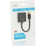 Digitus Adattatore da USB 3.0 a HDMI Nero, 1920 x 1080 Pixel, 1080p, Nero, Blister, 220 mm, 160 mm