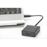 Digitus Adattatore da USB 3.0 a HDMI Nero, 1920 x 1080 Pixel, 1080p, Nero, Blister, 220 mm, 160 mm