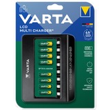 VARTA LCD Multi Charger+ Batteria per uso domestico AC Nero, Nichel-Metallo Idruro (NiMH), Cortocircuito, Stilo AA, Mini Stilo AAA