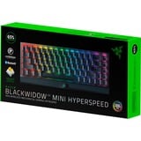 Razer BlackWidow V3 Mini HyperSpeed Giallo Switch Nero, 65%, USB + RF Wireless + Bluetooth, Interruttore a chiave meccanica, QWERTY, LED RGB, Nero