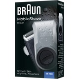 Braun MobileShave Rasoio portatile PocketGo M90 Nero/Argento, Blu, Argento, Batteria, 60 h, 180 g, Scatola, 38 mm