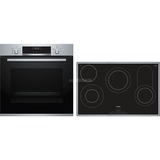 Bosch HBD632LS80 set di elettrodomestici da cucina Ceramica Forno elettrico accaio/Nero, Ceramica, 4 Fornello(i), Vetro-ceramica, Nero, Touch, 79,5 cm