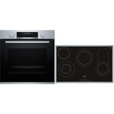 Bosch HBD672LS81 set di elettrodomestici da cucina Ceramica Forno elettrico accaio/Nero, Ceramica, 4 Fornello(i), Vetro-ceramica, Acciaio inossidabile, Touch, 79,5 cm