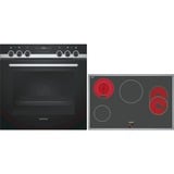 Siemens EQ523KA00 set di elettrodomestici da cucina Ceramica Forno elettrico accaio, Ceramica, 4 Fornello(i), Vetro-ceramica, Nero, Touch, 79,5 cm