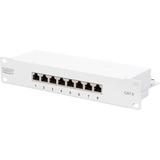 Digitus CAT 6, pannello patch classe E, schermato, grigio grigio, pannello patch classe E, schermato, grigio, RJ-45, 30 N, Grigio, Acciaio galvanizzato, Montaggio a rack, 1U