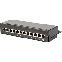 Digitus Desktop CAT 6A, cavo patch classe EA, schermato Nero, cavo patch classe EA, schermato, 10 Gigabit Ethernet, RJ-45, Nero, Acciaio galvanizzato, SECC, Montaggio a rack, 1U