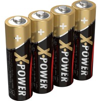 Ansmann X-Power Mignon AA Batteria monouso Alcalino Batteria monouso, Alcalino, 1,5 V, 4 pz, Nero, Oro, 50,5 mm