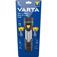 VARTA Day Light Multi LED F30 with 2D Batt. Torcia a mano, Nero, Argento, Giallo, ABS sintetico, Alluminio, Gomma, LED, 14 lampada(e), 70 lm