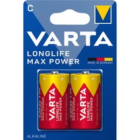 VARTA MAX TECH 2x Alkaline C Batteria monouso Alcalino Batteria monouso, C, Alcalino, 1,5 V, 2 pz, Oro, Rosso