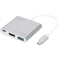 Digitus Adattatore multiporta USB Type-C ™ 4K HDMI, a 3 porte argento/Bianco, a 3 porte, 3.2 Gen 1 (3.1 Gen 1), USB tipo A, USB tipo-C, Uscita HDMI, 4096 x 3072 Pixel