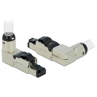 DeLOCK 86289 cavo di collegamento 1 x RJ-45 Grigio 1 x RJ-45, Grigio, Maschio, Ad angolo, Zinco, Cat6a