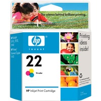 HP Cartuccia originale inchiostro tricromia 22 Resa standard, Inchiostro colorato, 5 ml, 165 pagine, 1 pz, Vendita al dettaglio