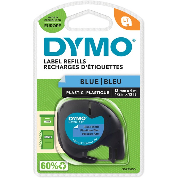 Dymo Etichette LT IN Plastica Nero su blu, Poliestere, Belgio